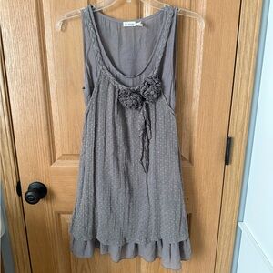 Blu Pepper Slate Gray Textured Sleeveless Dress